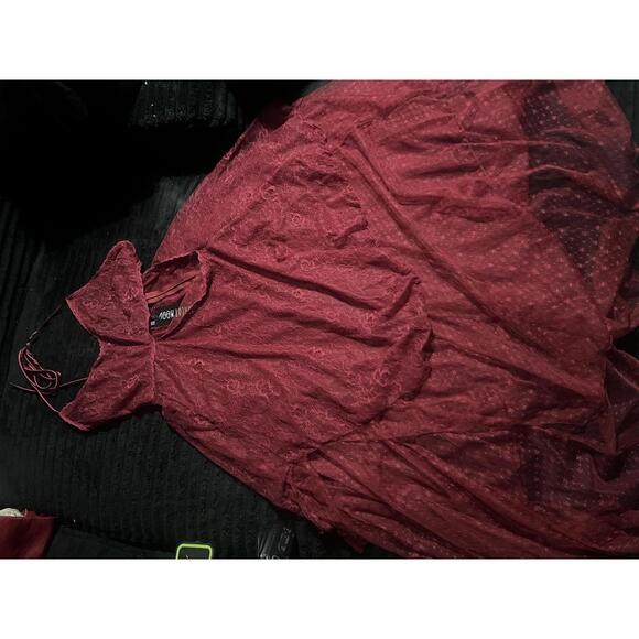 Fairydust chronicals Lace Red Dress Maxi Sheer Butterfly Goth Widow cutouts - Picture 5 of 5